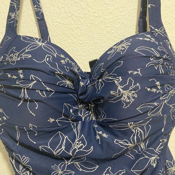 NIP TUCK SWIM Foil Joanne Twist Front Tummy Control One Piece Navy Blue 8 - Picture 10 of 16